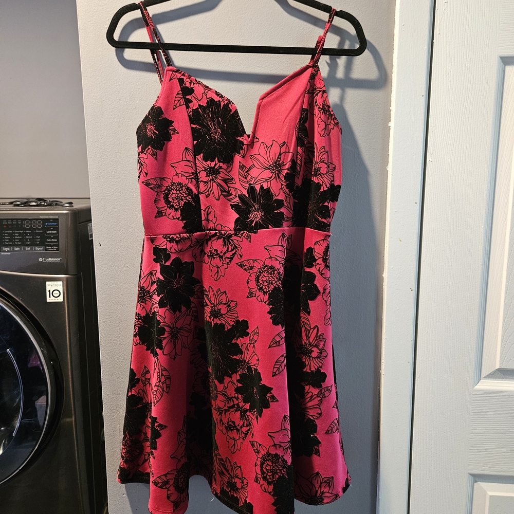 Streetwear Society Pink and Black Floral Mini Dress